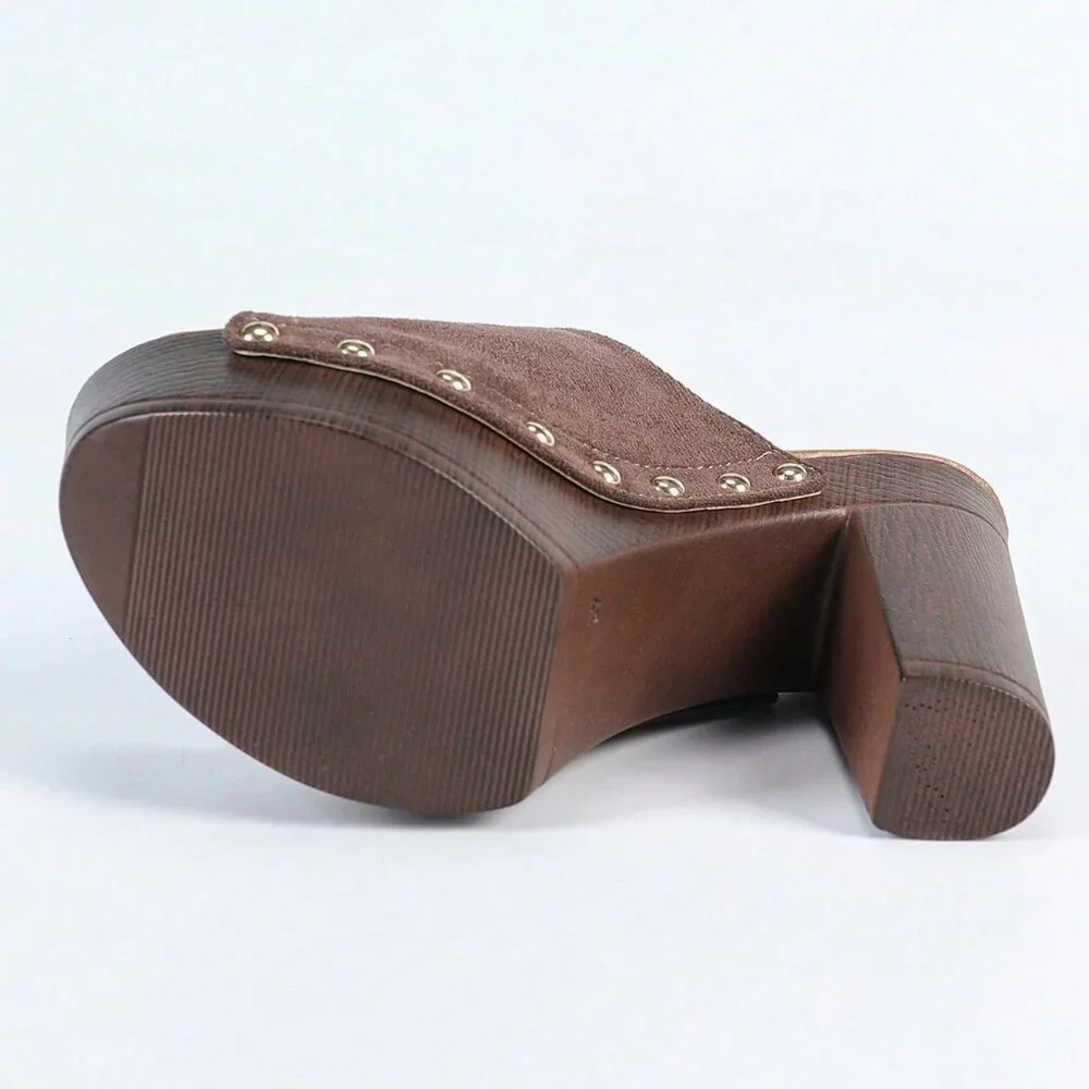 Dark Brown Women's chunky platform High Heel Sandals